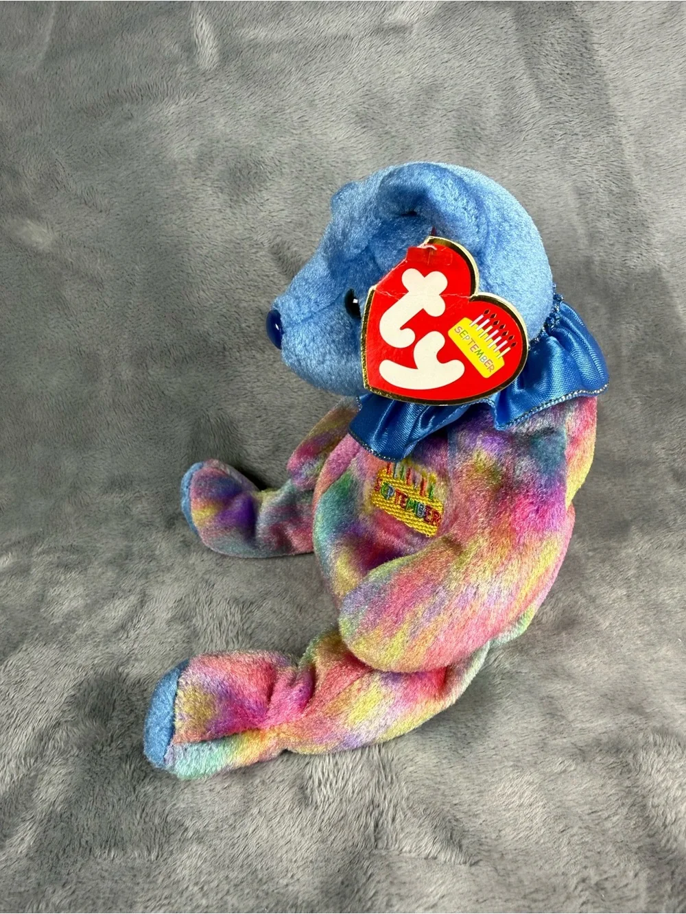 Ty Beanie Baby September Birthday Bear Vintage 2001 Sapphire Nose